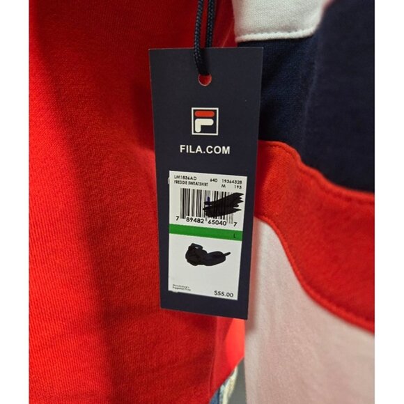 FILA Men Colorblock Logo Sweatshirt Navy/White/Red Long Sleeve Pullover Size  L - Picture 6 of 12